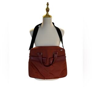 Tumi Laptop Messenger Bag Two Tone Red - Reddish Orange Nylon w/ Leather Trim